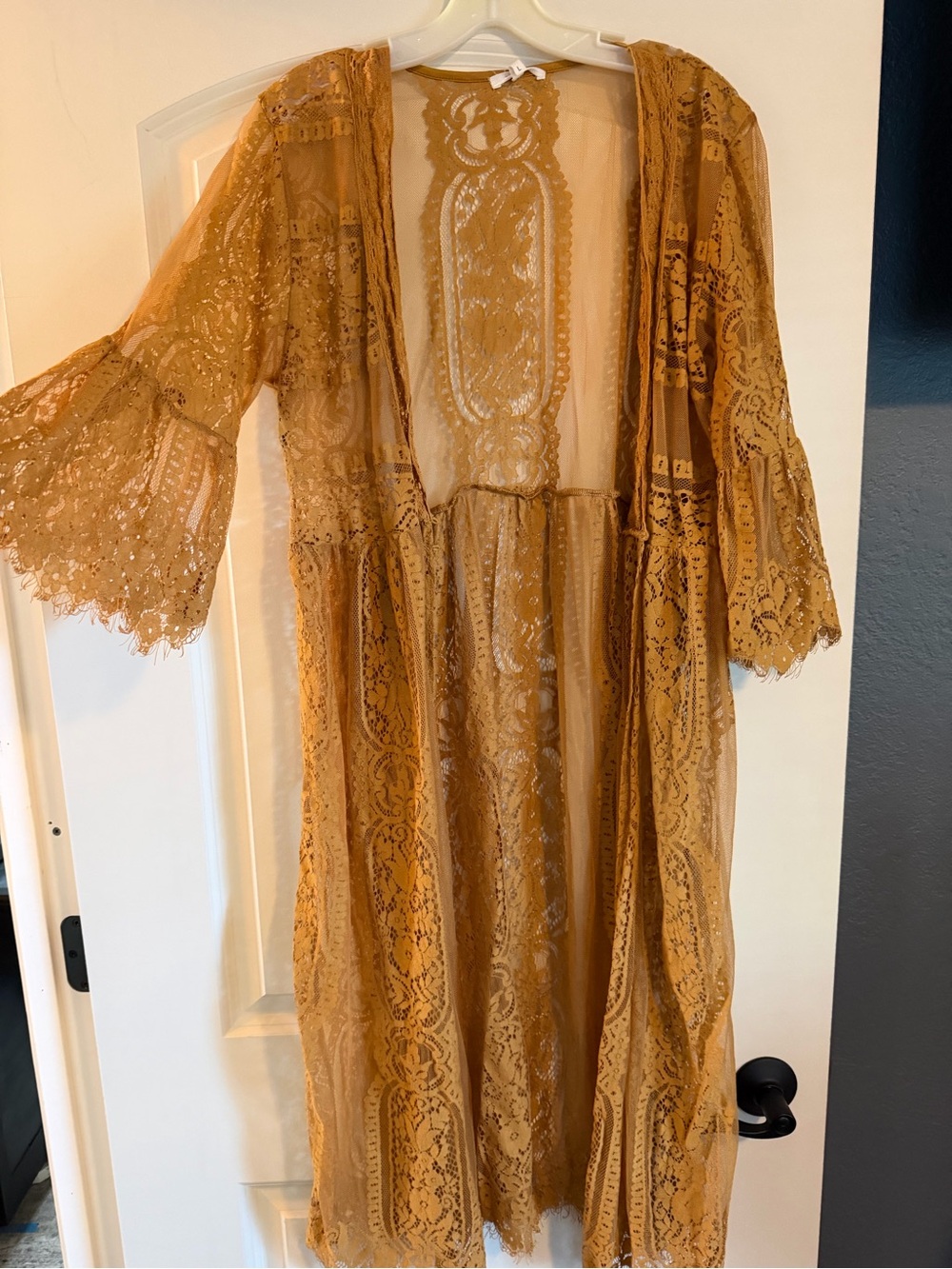 Maurice’s Large Sheer Lace Kimono Dress in Mustard